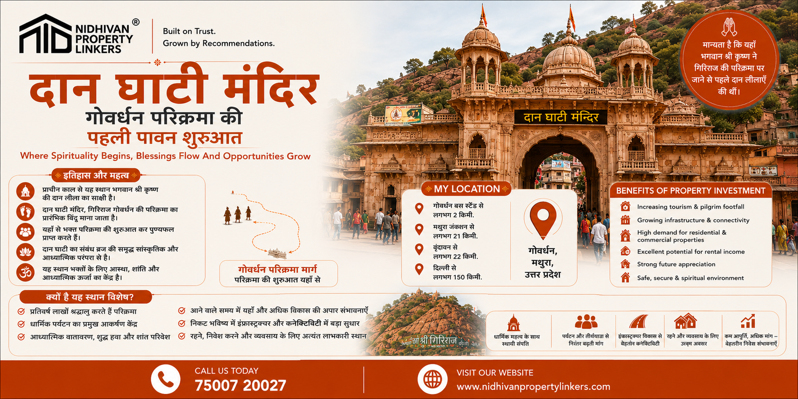 Daan Ghati Mandir Govardhan: History, Spiritual Significance, Tourism Growth, Infrastructure Development and Real Estate Investment Opportunities